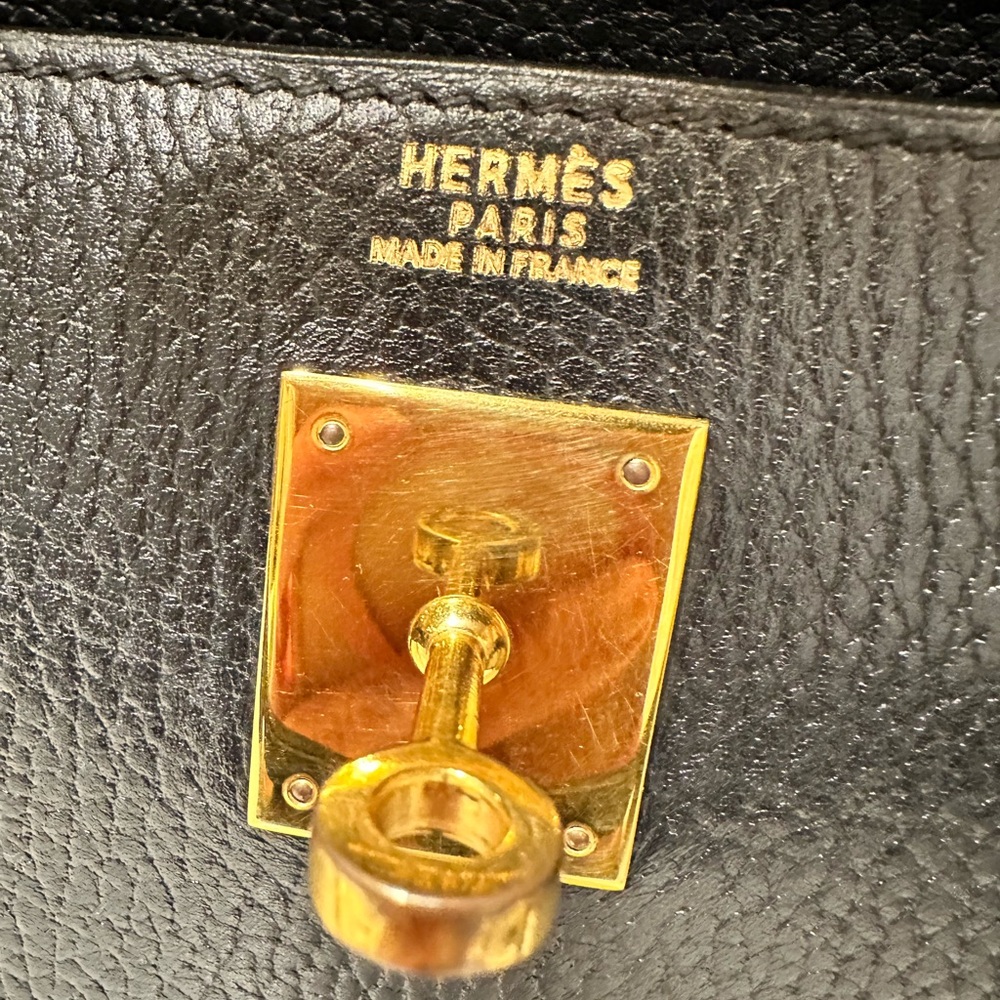 HERMES Kelly 32 Black Ardennes Leather, GHW, Sellier X Circle - Picture 7 of 16